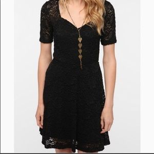 EUC Black Pins & Needles UO Short Sleeve Lace Skater Dress